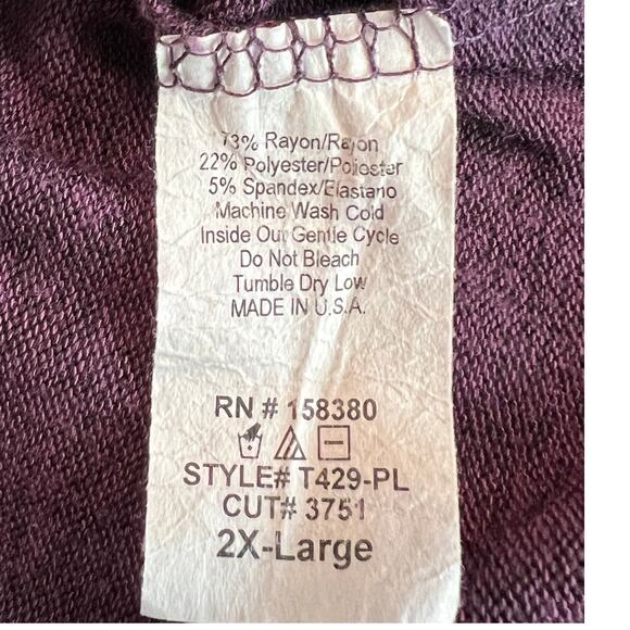 W. by Wantable Brushed Hacci Raglan V-Neck Tunic Sweater Eggplant Size 2X - Picture 6 of 6